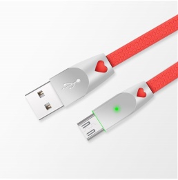 wholesale zinc alloy shell connector with heart design fashion Micro(Android)  usb charging cable