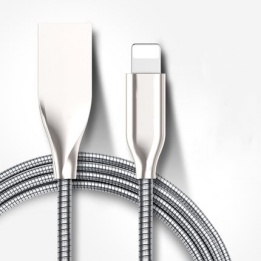 wholesale stainless steel spring lightning usb cable with super fast charging