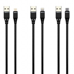 wholesale three different data cable lightning/type-c/micro with fast charging