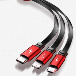 USBマイクロ/ライトニング/タイプC用の卸売伸縮設計3-in-1日付ケーブル
